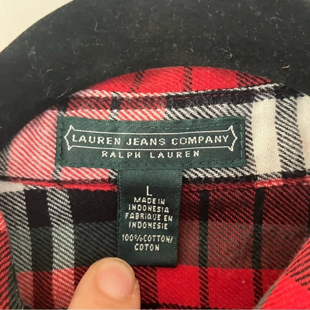 Lauren Ralph Lauren Plaid Flannel Button Down Shirt (Large) Roll Sleeved option - Picture 7 of 10